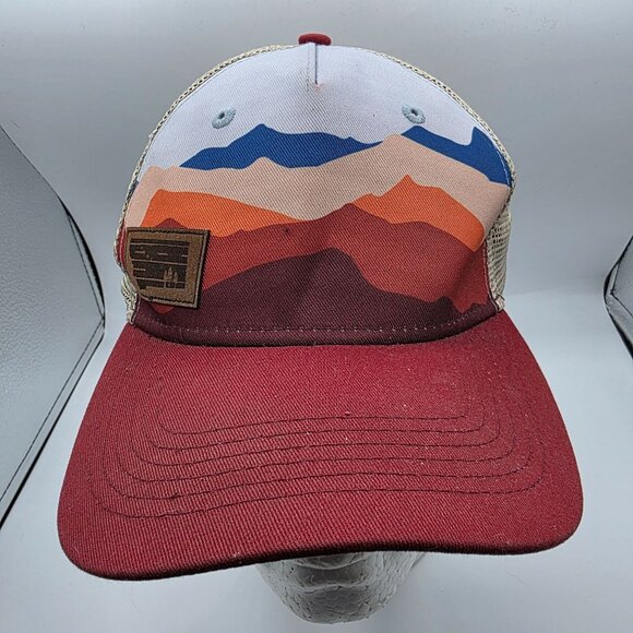 Locale Trucker Hat Multicolor Abstract Mountains Mens Adjustable Snapback Cap - Picture 1 of 9
